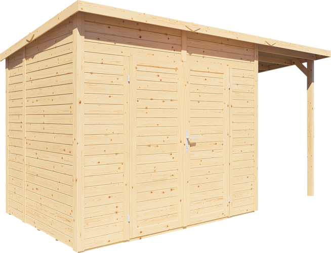 Bertilo Gerätehaus Timmo 4 Plus inkl. Anbaudach - 19 mm