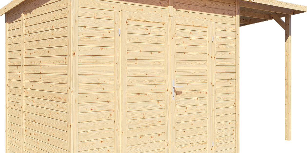Timmo Modular Bertilo Element-Gartenhaus Timmo 4 Plus inkl. Anbaudach - 19 mm