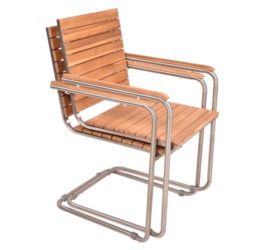 Garden Pleasure Gartenmöbel Set DALLAS / DENVER 05, Tisch 200 x 90 + 4 Schwingstühle, Edelstahl / Teak