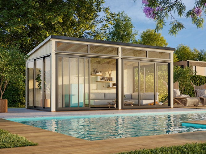 Palmako Glashaus Saga 16,2 m² Slide Plus (Wintergartenanbau inkl. Rückwand)