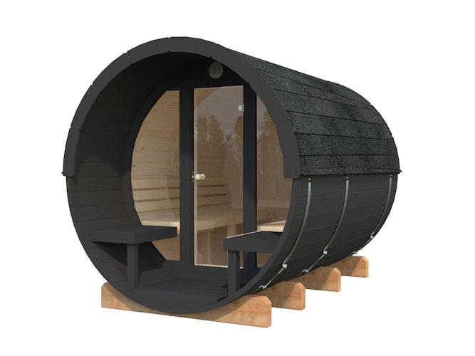 Palmako Saunafass Anita 1,6 + 0,7m² mit Glaswand