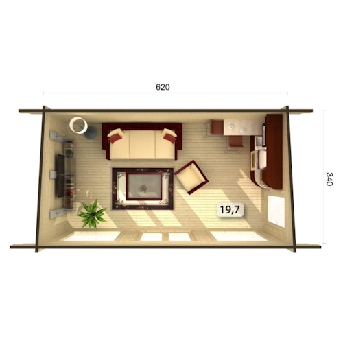 Palmako Gartenhaus Heidi 19,7 m² - 70 mm