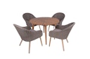 Vorschaubild Garden Pleasure Gartenmöbel Set FREMONT / PUEBLO, Tisch Ø 110 + 4 Sessel, Akazie / Polyrattan Anisbraun / Kissen 100 % Polyester Taupe