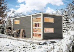 Karibu Gartensauna Saunahaus Hygge inkl. Vorraum, terragrau inkl. gratis Saunaofen im Wert von 599,99 €
