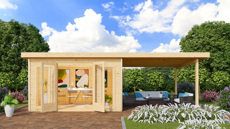 Karibu Premium Gartenhaus Radeburg 3 - 40 mm (Homeoffice-Gartenhaus)