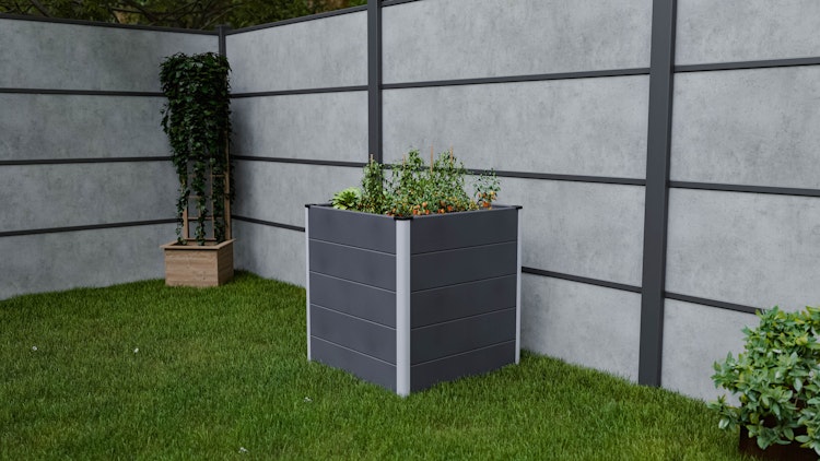 GroJa Solid Stecksystem Hochbeet Cube 70 x 70 x 75 cm Anthrazitgrau