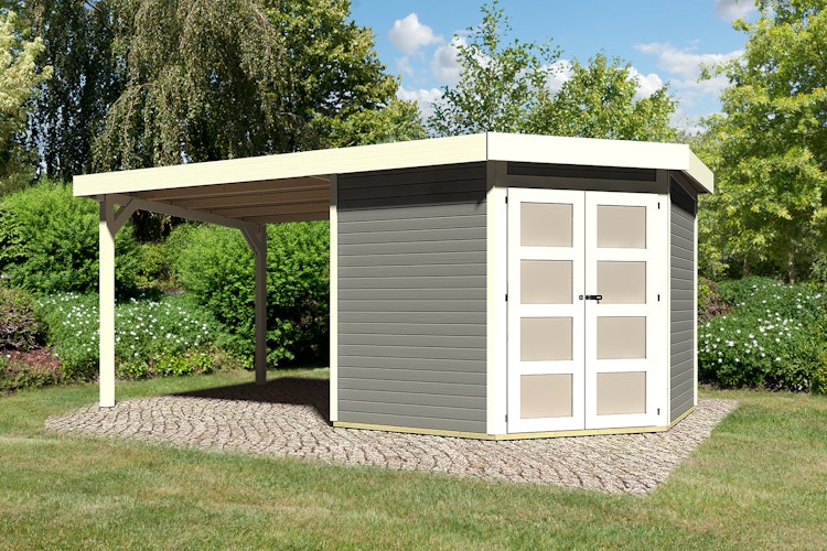 Karibu Gartenhaus Gerätehaus Goldendorf 3 mit 280 cm Schleppdach - 19 mm