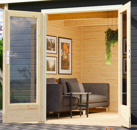 Karibu Saunahaus Mainburg 3 mit Vorraum - 38 mm inkl. gratis Sauna-Zubehörset im Wert von 234,94 €