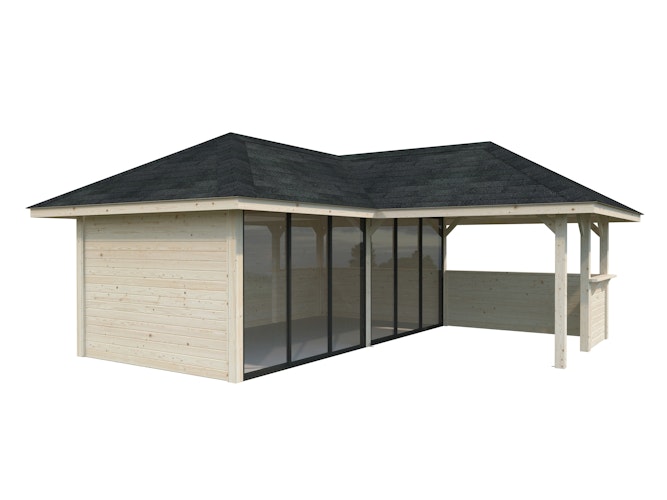 Palmako Pavillon Bianca 24,9 m² Set 522 Slide Plus mit Isolierglas-Schiebetüren