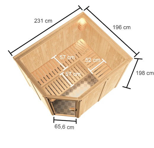 Karibu Woodfeeling Sauna Horna - 68 mm Aktionssauna inkl. gratis Sauna-Zubehörset im Wert von 234,94 €