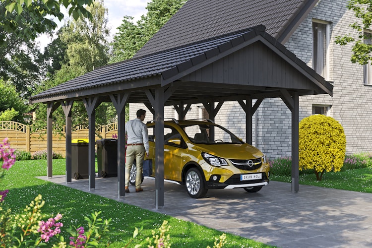 Skan Holz Wallgau - Satteldach Einzelcarport Breite 430 cm