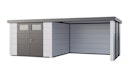 Vorschaubild Telluria Metallgerätehaus Classico 3030 mit Lounge Anbau large (ca. 314 cm Breite) inkl. 2 Fenstern
