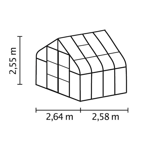 Vitavia Gewächshaus Dione/Diana 6700 inkl. 2 Dachfenster und Stahlfundamentrahmen - 6,7 m²