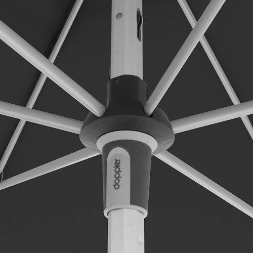 doppler Mittelmastschirm EXPERT 220 x 140 Auto-Tilt, Aluminium Silber / 100 % Polyester 180 g/m²