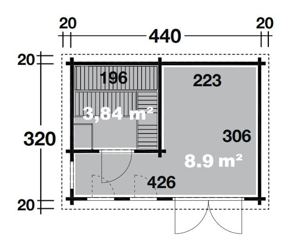Wolff Finnhaus Saunahaus Eurika 58 de luxe isolierverglast