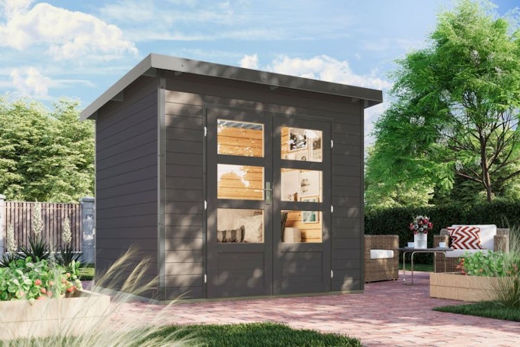 Karibu Metall-Holzgartenhaus Hybridhaus Pluto A/B - 28 mm/0,5 mm