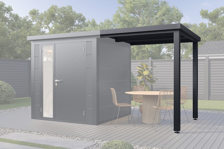Wolff Finnhaus Terrasse 2020 Anthrazit für Metall Gartenhäuser Ulrik & Linnea