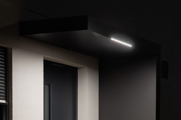 Gutta Rechteckvordach BS Plus 300 Sondermaß inkl. Seitenteil und Briefkasten (neues Modell)