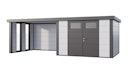 Vorschaubild Telluria Metallgerätehaus Classico 3330 mit Lounge Anbau XL (ca. 450 cm Breite) inkl. 2 Fenstern