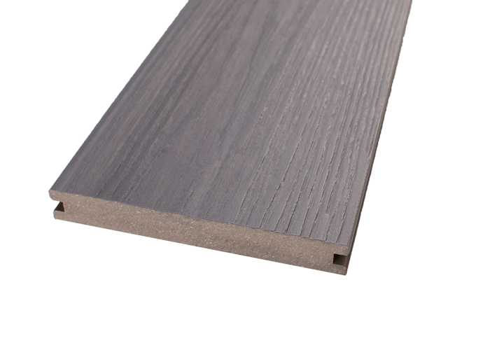 GroJa QUATTRO Massiv Terrassendiele Steingrau + Walnuss beidseitig Holzstruktur 4 Meter