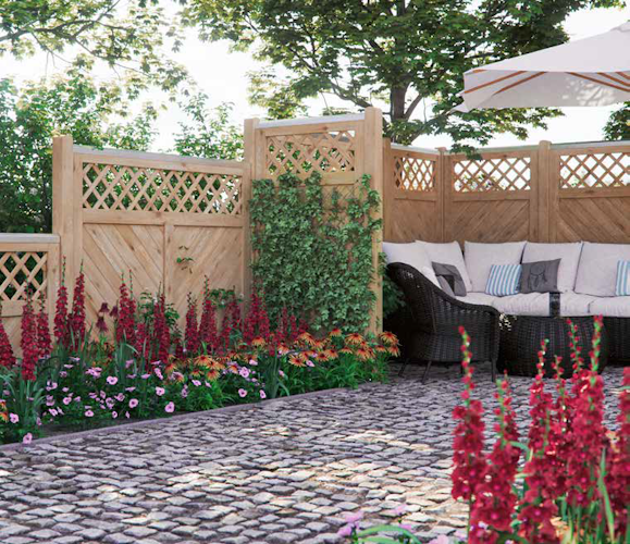 T&J SKAGEN RANK Sichtschutzzaun Lärche 900 x 1800/900 mm