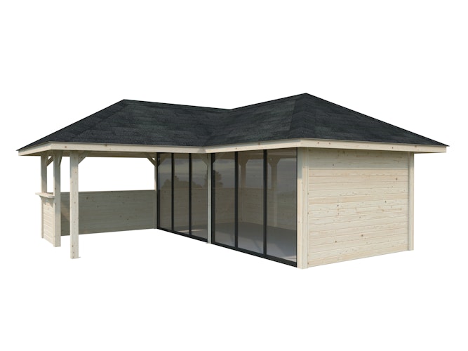 Palmako Pavillon Bianca 24,9 m² Set 522 Slide Plus mit Isolierglas-Schiebetüren