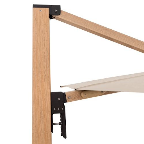 doppler Pendelschirm ALU WOOD 400 x 300 LED, Aluminium Esche-Optik / 100 % Polyester 180 g/m²