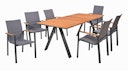 Vorschaubild Garden Pleasure Gartenmöbel Set DAVINA 02, Tisch 180 x 90 +  6 Stapelsessel, Aluminium / Teak / Kunststoffgewebe