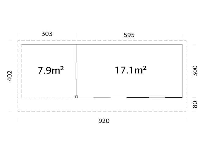 Palmako Gartenhaus Andrea 17,1+7,9 m² Slide Plus mit Isolierglas-Schiebetür  - 44 mm