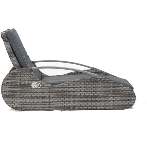 Garden Pleasure Lounger ALASSIO, Polyrattan Schilfgrau / Kissen 100 % Polyester Antrahzit