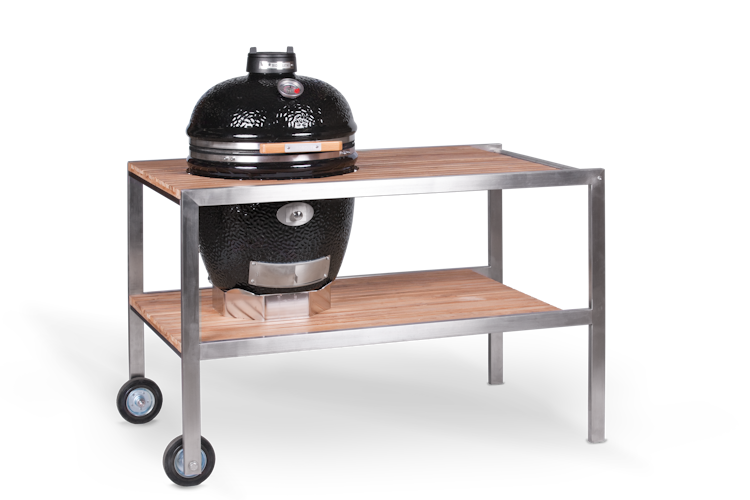Monolith Teakholztisch für CLASSIC Keramikgrill - Modell 2021, Edelstahl