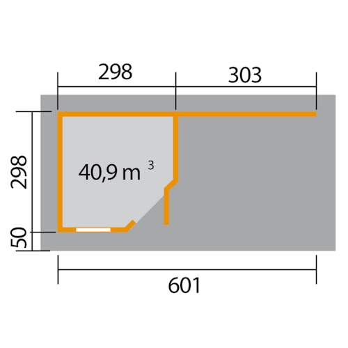 Weka Designhaus 213 B 28 mm inkl. 300 cm Anbau