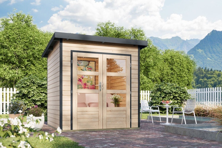 Karibu Metall-Holzgartenhaus Hybridhaus Pluto A/B - 28 mm/0,5 mm