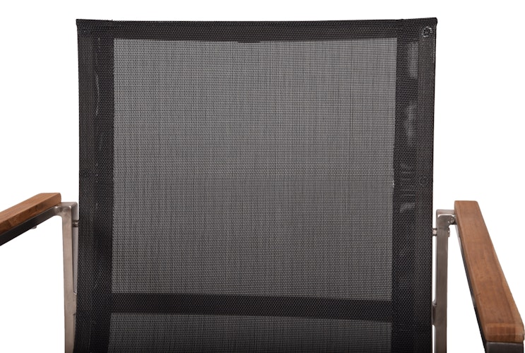 Garden Pleasure Gartenmöbel Set DALLAS / DENVER 04, Tisch 200 x 90 + 6 Stapelsessel, Edelstahl / Teak / Kunststoffgewebe