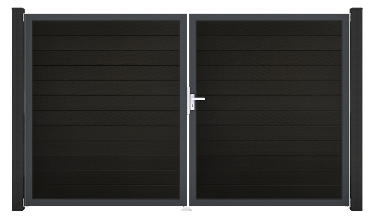 GroJa Solid Tor 2-flügelig 3000 x 1800 mm, Alu-Rahmen Anthrazit DB 703