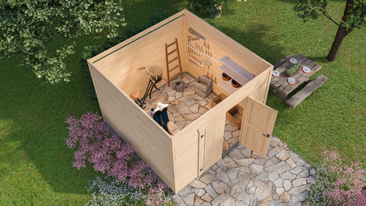 Weka Design-Gartenhaus Batu - 28 mm - Modern Storage