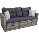 Vorschaubild Garden Pleasure Lounge-Sofa VALLETTA, Polyrattan Grau / Kissen Olefin (100 % Polypropylen) Grau