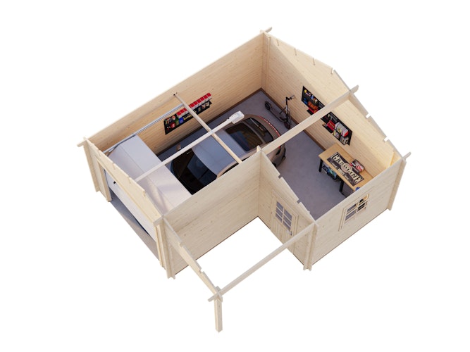 Palmako Garage Roger 21,9+5,2 m² - 44 mm - mit Sektionaltor