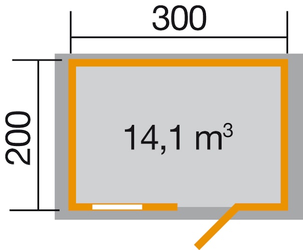 Weka Gartenhaus Premium28 FT mit Vordach (20 cm) - 28 mm