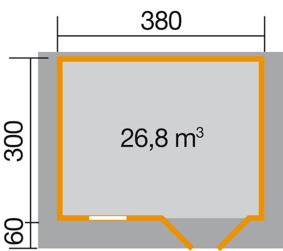 Weka 28 mm Gartenhaus 111 mit Vordach (60 cm)