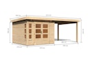 Vorschaubild Karibu Premium Gartenhaus Kastorf 6/7 mit Fensterecke - inkl. 320 cm Anbaudach - 28 mm