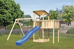 Akubi Kinderspielturm Anna mit Pultdach inkl. Wellenrutsche, Doppelschaukel und Anbauplattform