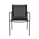 Vorschaubild Cinas Balkon-Set MOOD, Bistrotisch + 2 Stühle, Aluminium Anthrazit / Teak / Kunststoffgewebe Schwarz