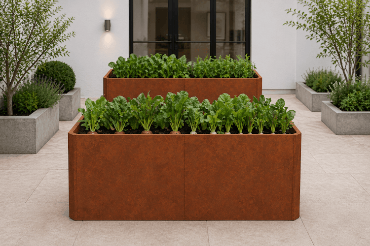 Premium Hochbeet aus Cortenstahl mit Rostpatina 160 x 80 x 75 cm