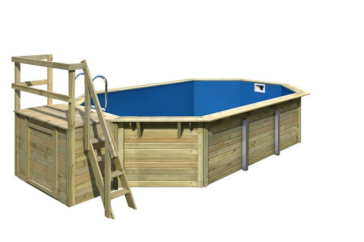 Karibu Pool Modell X4 610 x 400 cm mit Terrasse - kesseldruckimprägniert mit Metallecken