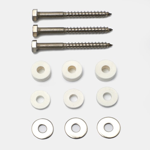 BambusBASIS Montageset SEITE für pfostenlose Montage - 3 Schrauben, Distanzstücke 5mm & 10mm, Unterlegscheiben, V2A