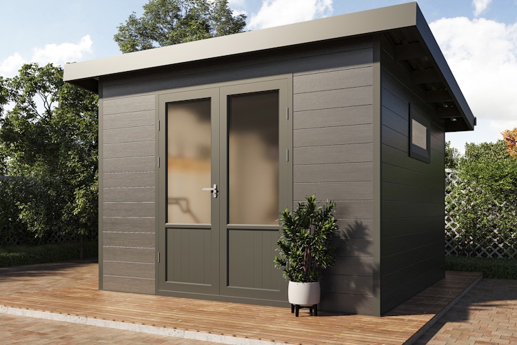 Wolff Finnhaus WPC Gartenhaus Style D / Terra 3030 Anthrazit/Hellgrau - 28 mm 