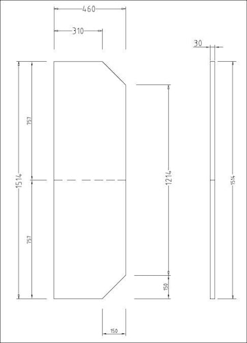 Infraworld Bankauflage Sondermaß für Unica 1 inkl. Aussparungen für Strahler (LxBxH = 1514 x 460 x 40 mm)