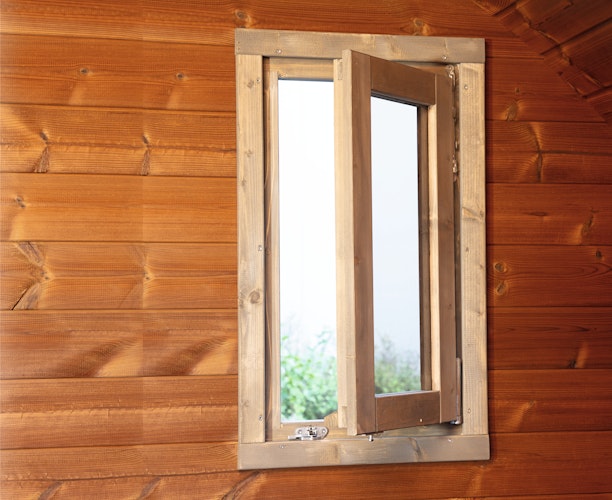 Wolff Finnhaus Saunahaus Steen in Ovalform inkl. schwarzen Dachschindeln