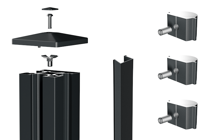 dz VIDUAL Steckzaun-Mittelpfosten 90 x 90 mm mit Zubehör